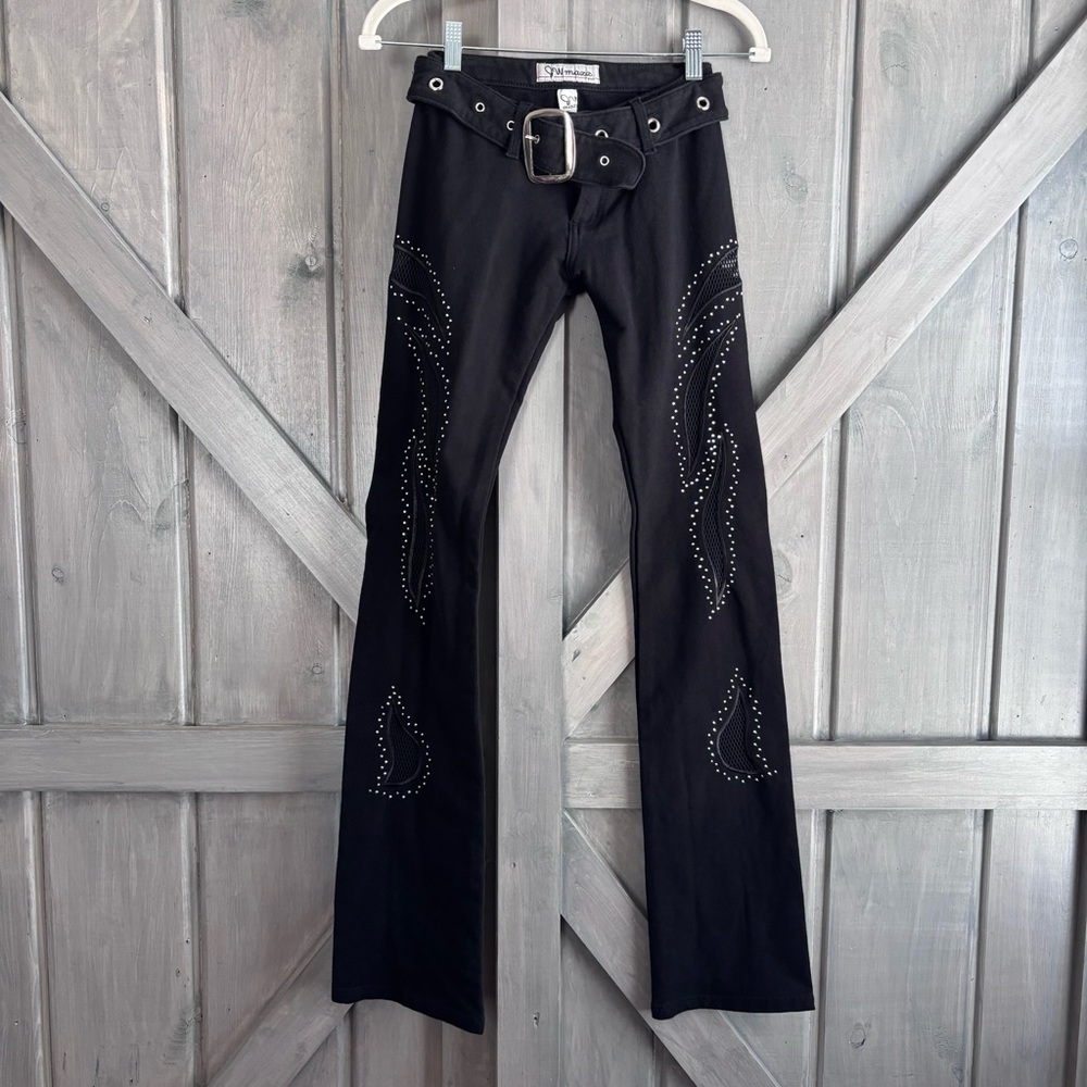 VINTAGE JW MAXX Y2K Bell Low rise wide bell leg black pants Coachella festival